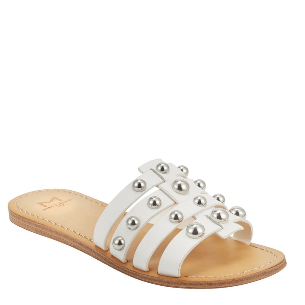 Marc Fisher LTD Pava Slide Sandals White Sz 8